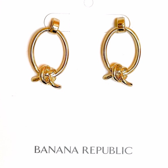 BANANA REPUBLIC Chic Gold Oval Knot Earrings | NWT - Picture 4 of 4
